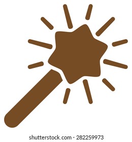 Wizard icon from Basic Plain Icon Set. Style: flat vector image, brown color, rounded angles, white background.