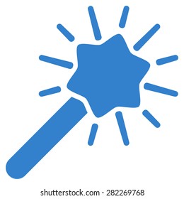 Wizard icon from Basic Plain Icon Set. Style: flat vector image, cobalt color, rounded angles, white background.