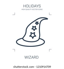 wizard icon. high quality line wizard icon on white background. from holidays collection flat trendy vector wizard symbol. use for web and mobile