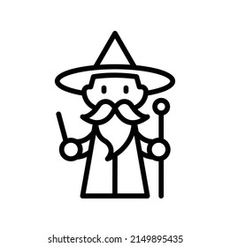 Wizard Icon. Line Art Style Design Isolated On White Background