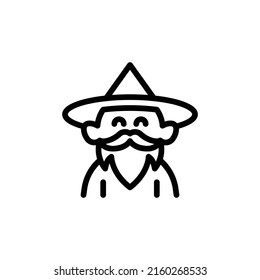 Wizard Icon. Line Art Style Design Isolated On White Background