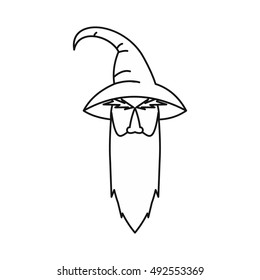 Wizard icon in outline style isolated on white background. Tricks symbol vector illustration