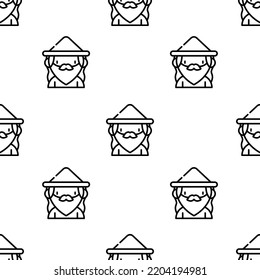 Wizard Icon Pattern. Seamless Wizard Pattern On White Background.