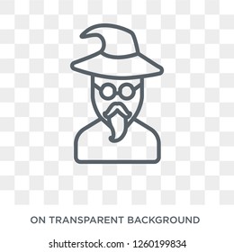 Wizard icon. Trendy flat vector Wizard icon on transparent background from Fairy Tale collection. High quality filled Wizard symbol use for web and mobile