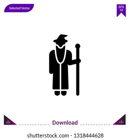 wizard  icon vector . Best modern, simple, isolated, fairy-tales , logo, flat icon for website design or mobile applications, UI / UX design vector format