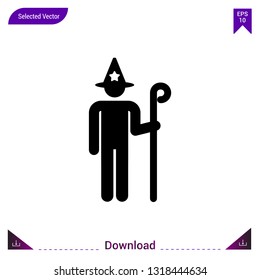 wizard  icon vector . Best modern, simple, isolated, fairy-tales , logo, flat icon for website design or mobile applications, UI / UX design vector format