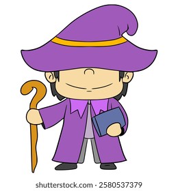 wizard illustration hand drawn isolated vector