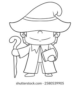 wizard illustration hand drawn outline vector