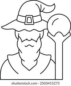 Wizard Illustration and Icon for Magic and Fantasy-Themed Designs
