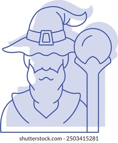 Wizard Illustration and Icon for Magic and Fantasy-Themed Designs