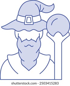 Wizard Illustration and Icon for Magic and Fantasy-Themed Designs