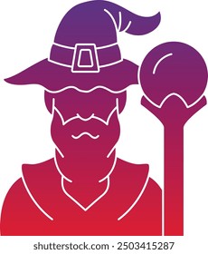 Wizard Illustration and Icon for Magic and Fantasy-Themed Designs