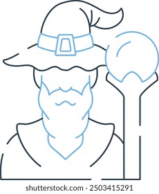 Wizard Illustration and Icon for Magic and Fantasy-Themed Designs