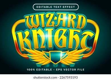 wizard knight text effect and editable text effect with wings illustration