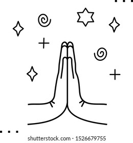 Wizard line art icon.  Black  aesthetic contour.