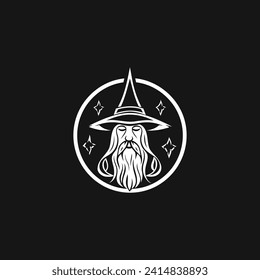 Wizard logo design illustration vector template, witch wizard logo