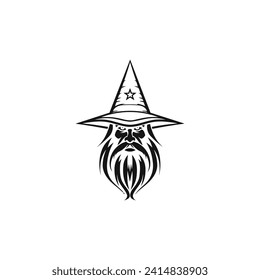 Wizard logo design illustration vector template, witch wizard logo