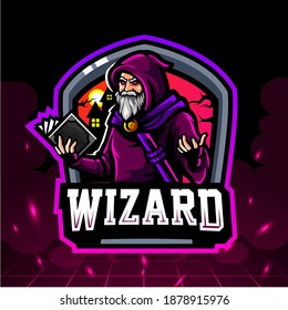 Wizard mage mascot. esport logo design