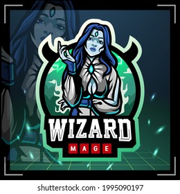 Wizard mage mascot. esport logo design