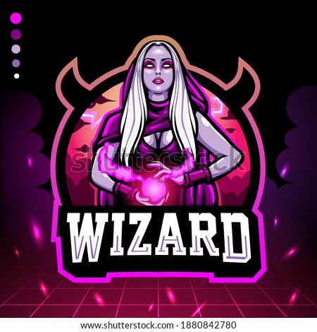 Wizard mage mascot. esport logo design