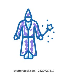 Vector mágico del bosquejo del icono del doodle del mago. signo mágico del mago. ilustración aislada del símbolo