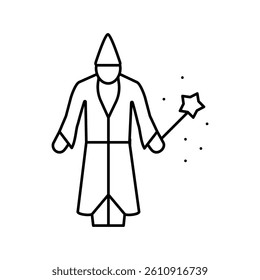 wizard magic line icon vector. wizard magic sign. isolated contour symbol black illustration