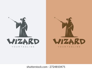 Wizard Magic Logo Fantasy Mage Silhouette Vector Illustration