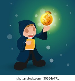 Wizard Magic Money Fantasy Dollar Vector