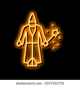 wizard magic neon light sign vector. wizard magic illustration