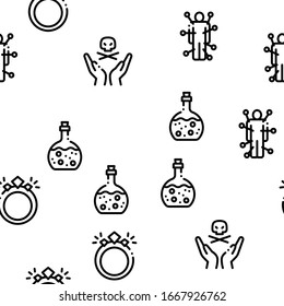 Wizard Magic Seamless Pattern Vector Thin Line. Illustrations