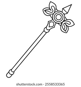 Wizard and Magic Staff Vector Illustration.