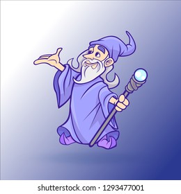 Wizard With a Magic Stick Vector Character