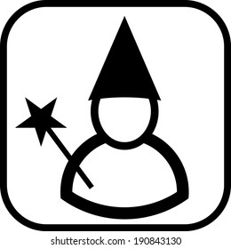 Wizard with magic wand vector icon