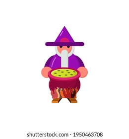 Wizard the magician did an experiment making Elixir, potion, and poison item character Icon, Logo, and illustration Vector