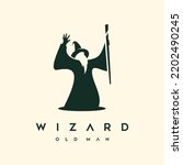 Wizard Magician logo design illustrations vector template