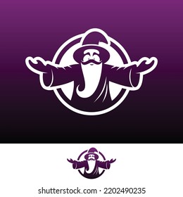 Wizard Magician Logo Design Illustrationen Vektorvorlage