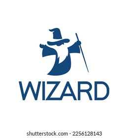 Wizard Magician logo design illustrations vector template, wizard warlock logo 