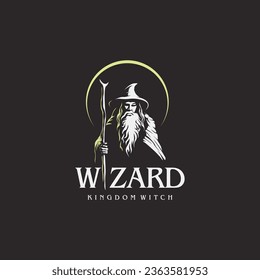 Wizard Magician Logo Design Illustrationen Vektorgrafik