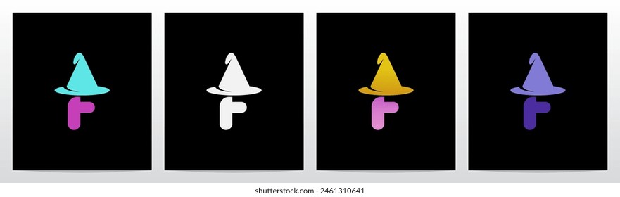 Wizard Magician Witch Hat on Letter Initial Logo Design F