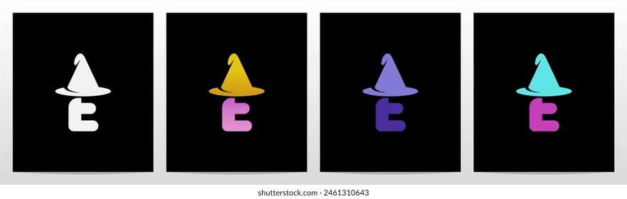 Wizard Magician Witch Hat on Letter Initial Logo Design E