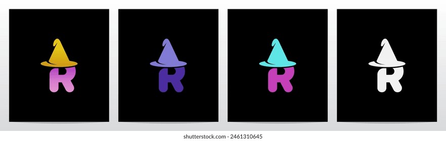 Wizard Magician Witch Hat on Letter Initial Logo Design R