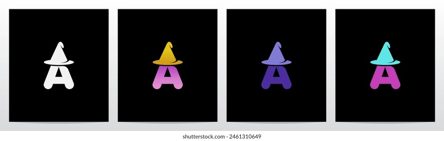 Wizard Magician Witch Hat on Letter Initial Logo Design A