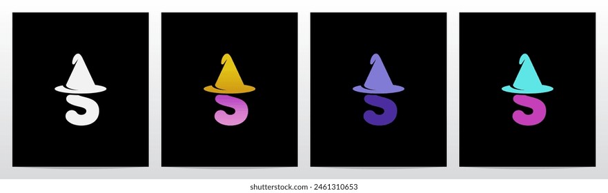 Wizard Magician Witch Hat on Letter Initial Logo Design S