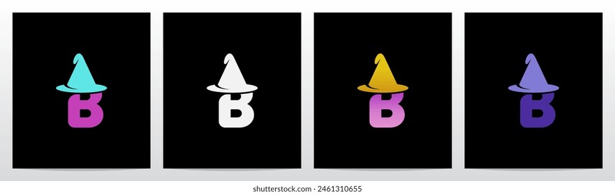 Wizard Magician Witch Hat on Letter Initial Logo Design B