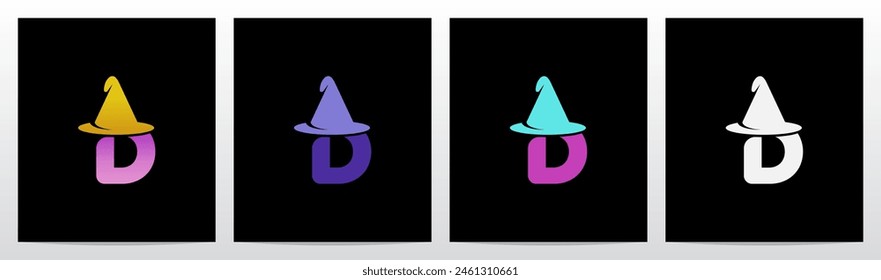 Wizard Magician Witch Hat on Letter Initial Logo Design D