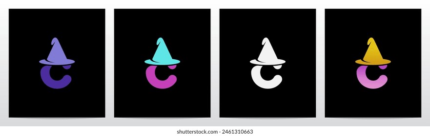 Wizard Magician Witch Hat on Letter Initial Logo Design C