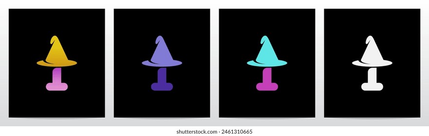 Wizard Magician Witch Hat on Letter Initial Logo Design I