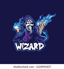 Wizard mascot logo design with modern illustration concept style for badge, emblem and t shirt printing. Angry wizard illustration for sport and esport team.