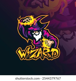 Wizard mascot logo design with modern illustration concept style for badge, emblem and t shirt printing. Wizard illustration for sport team.