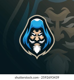 Wizard mascot logo design with modern illustration concept style for badge, emblem and t shirt printing. Wizard head illustration for sport and esport team.